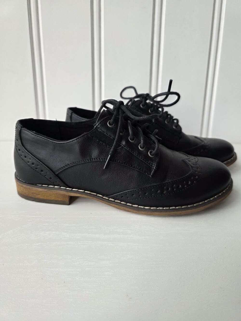 Softmoc Lace Up Black Round Toe Oxford Loafers 36EU